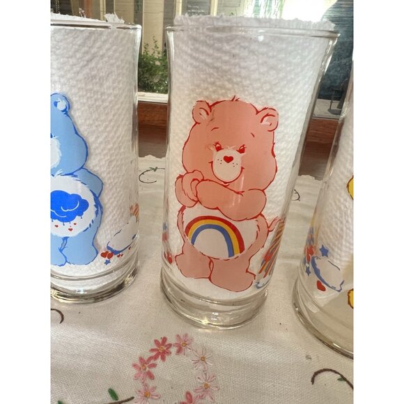 Set of 4 Care Bears Pizza Hut Glasses Vintage 1983 Limited Edition EXCELLENT - Picture 5 of 12
